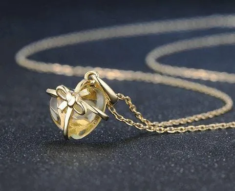 Romantic Heart Citrine Necklace