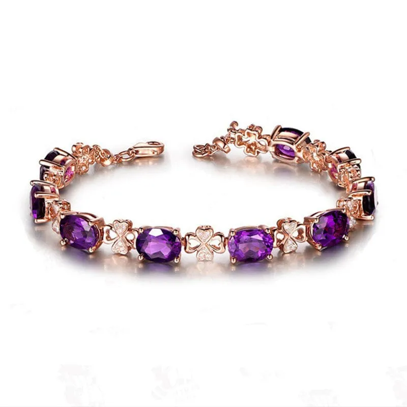 Romantic Heart Shaped Amethyst Gemstone Jewelry Set