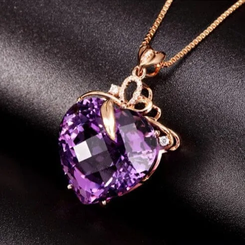 Romantic Heart Shaped Amethyst Gemstone Jewelry Set