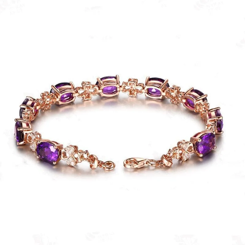 Romantic Heart Shaped Amethyst Gemstone Jewelry Set