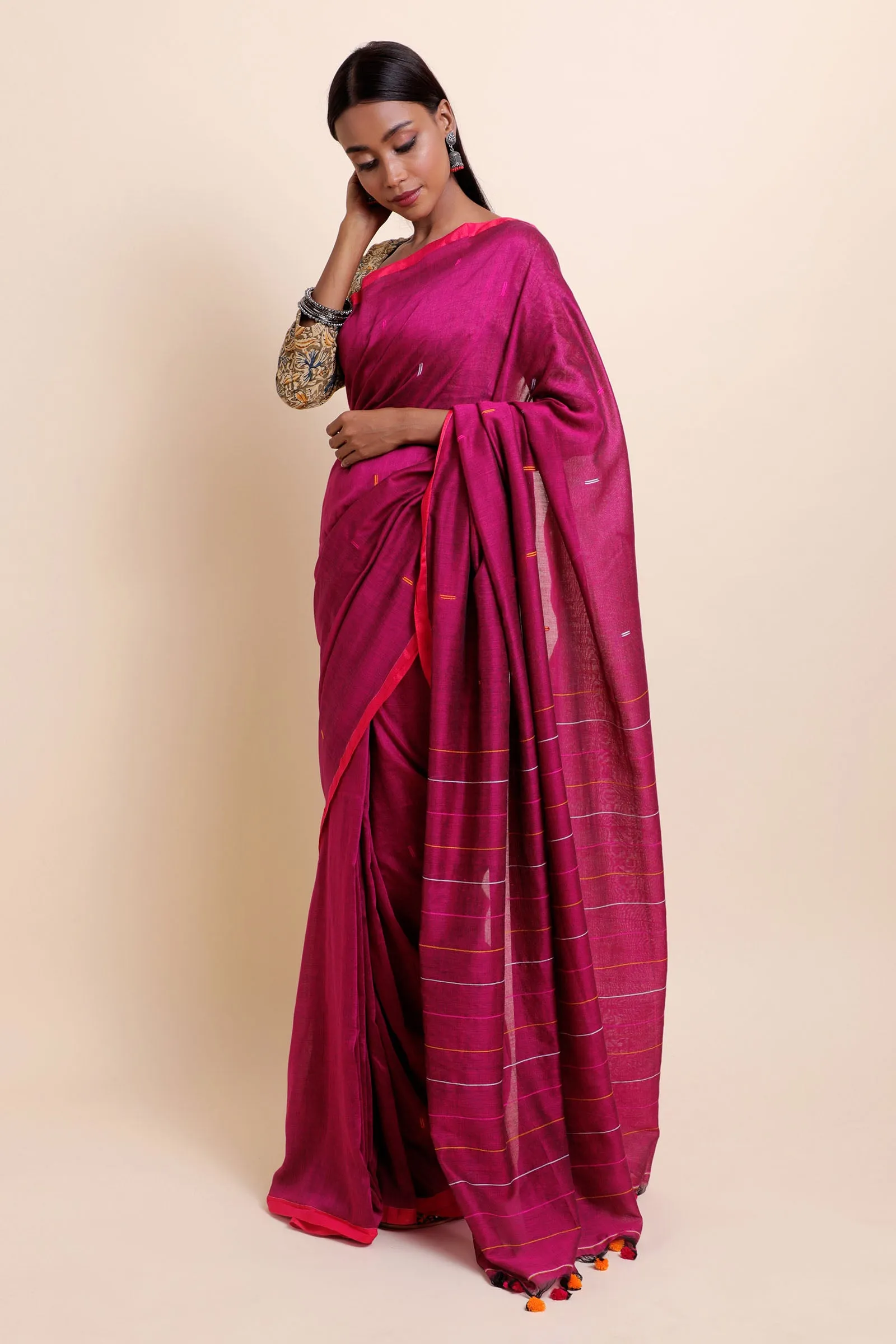 Romantic Magenta Cotton Saree