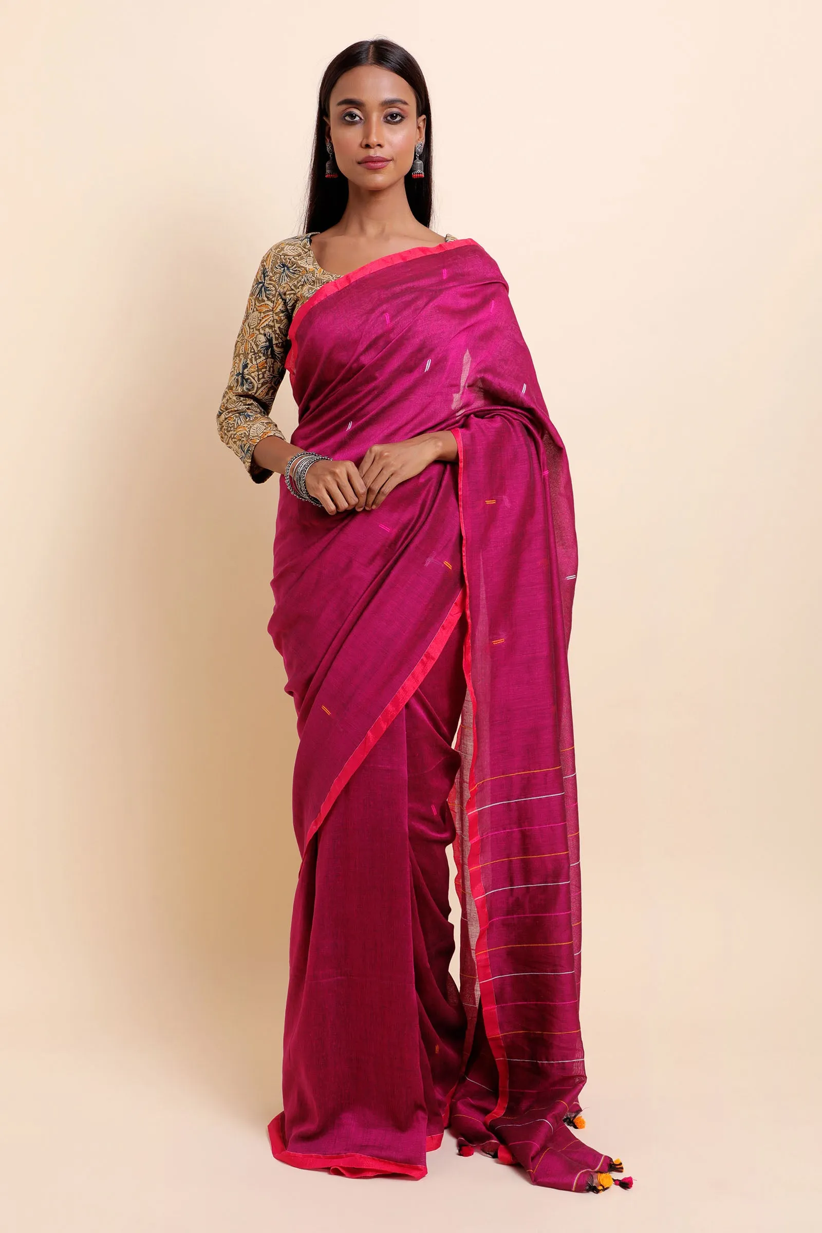 Romantic Magenta Cotton Saree