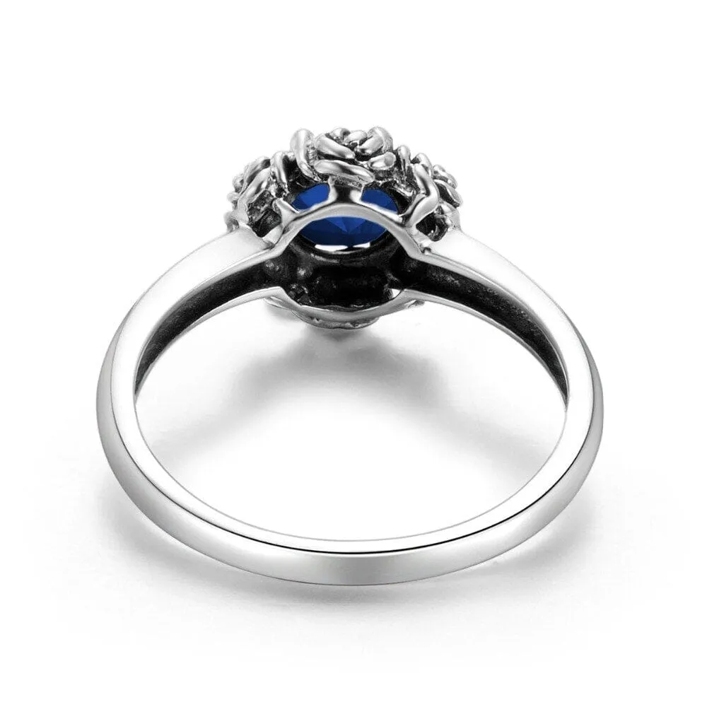 Romantic Rose Sapphire Ring - 925 Sterling Silver