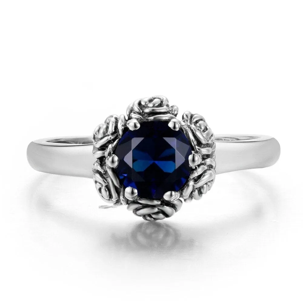 Romantic Rose Sapphire Ring - 925 Sterling Silver