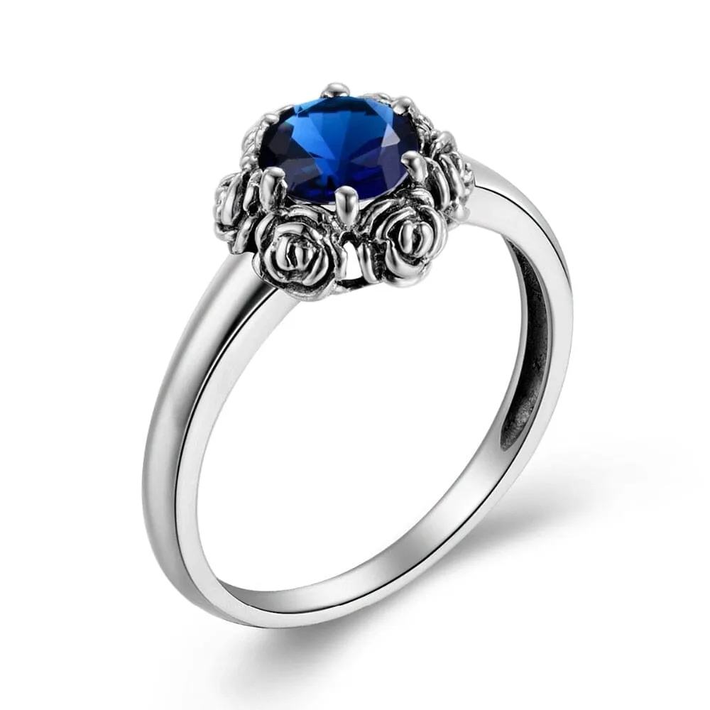 Romantic Rose Sapphire Ring - 925 Sterling Silver