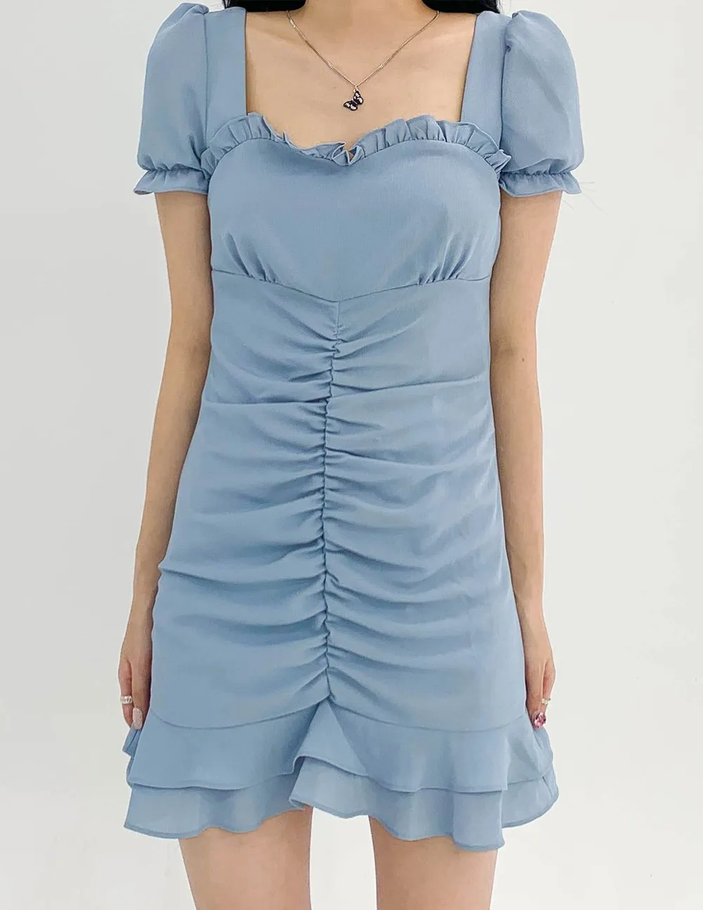 Romantic Ruched Front Mini Dress CCA29