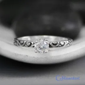 Romantic Swirl Engagement Ring in Sterling Silver | Moonkist Designs