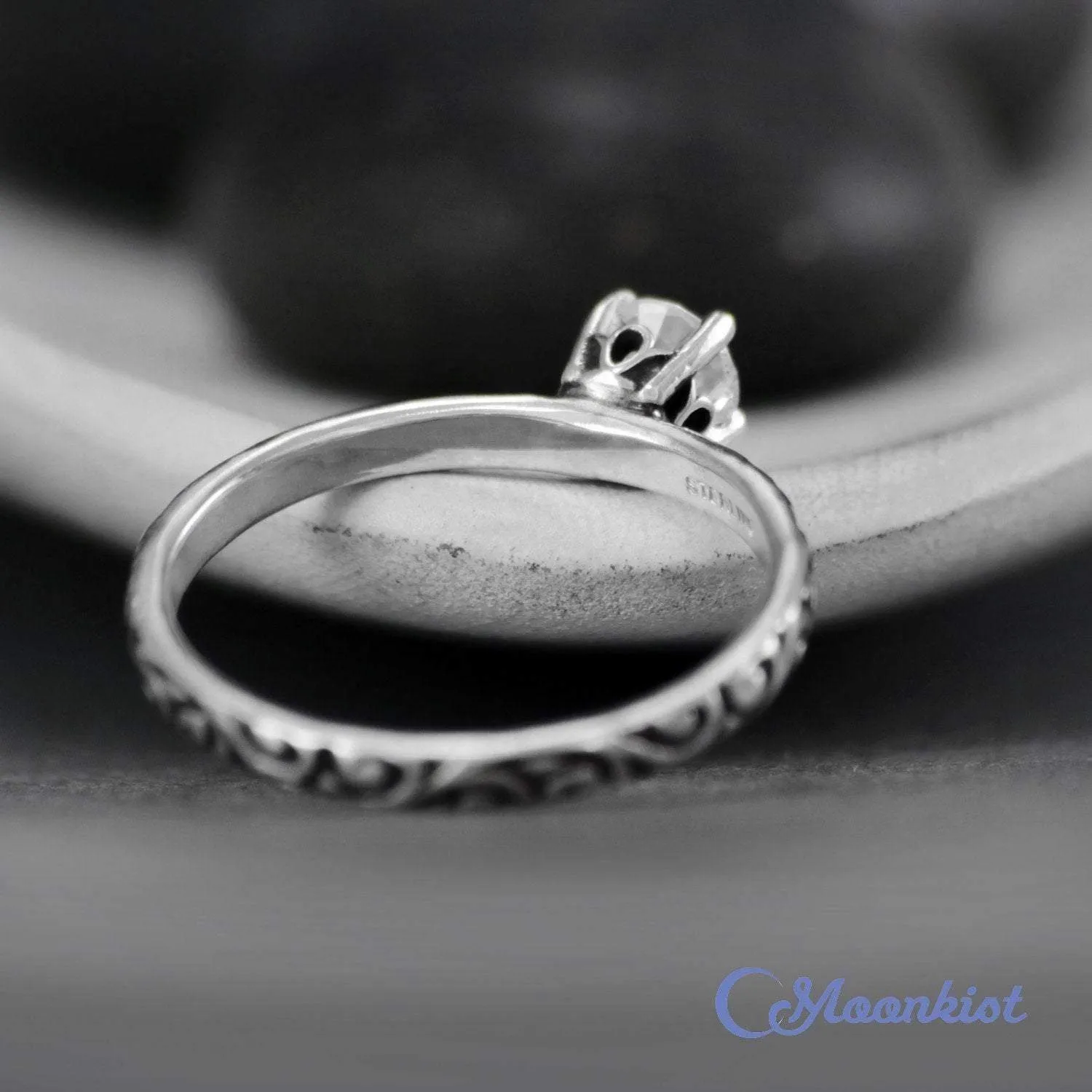 Romantic Swirl Engagement Ring in Sterling Silver | Moonkist Designs