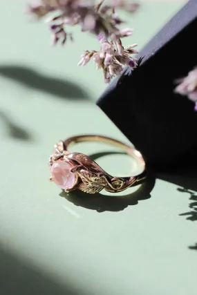 Rose quartz romantic engagement ring / Azalea