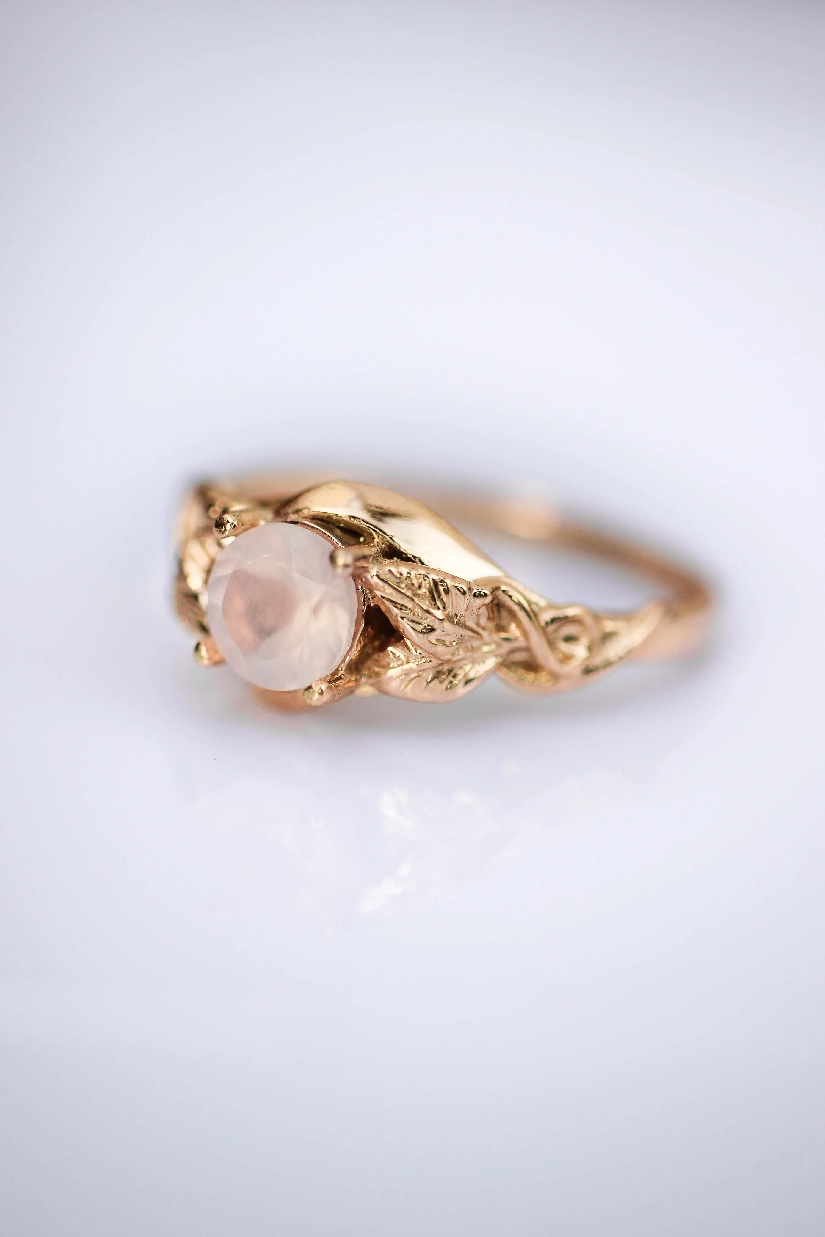 Rose quartz romantic engagement ring / Azalea