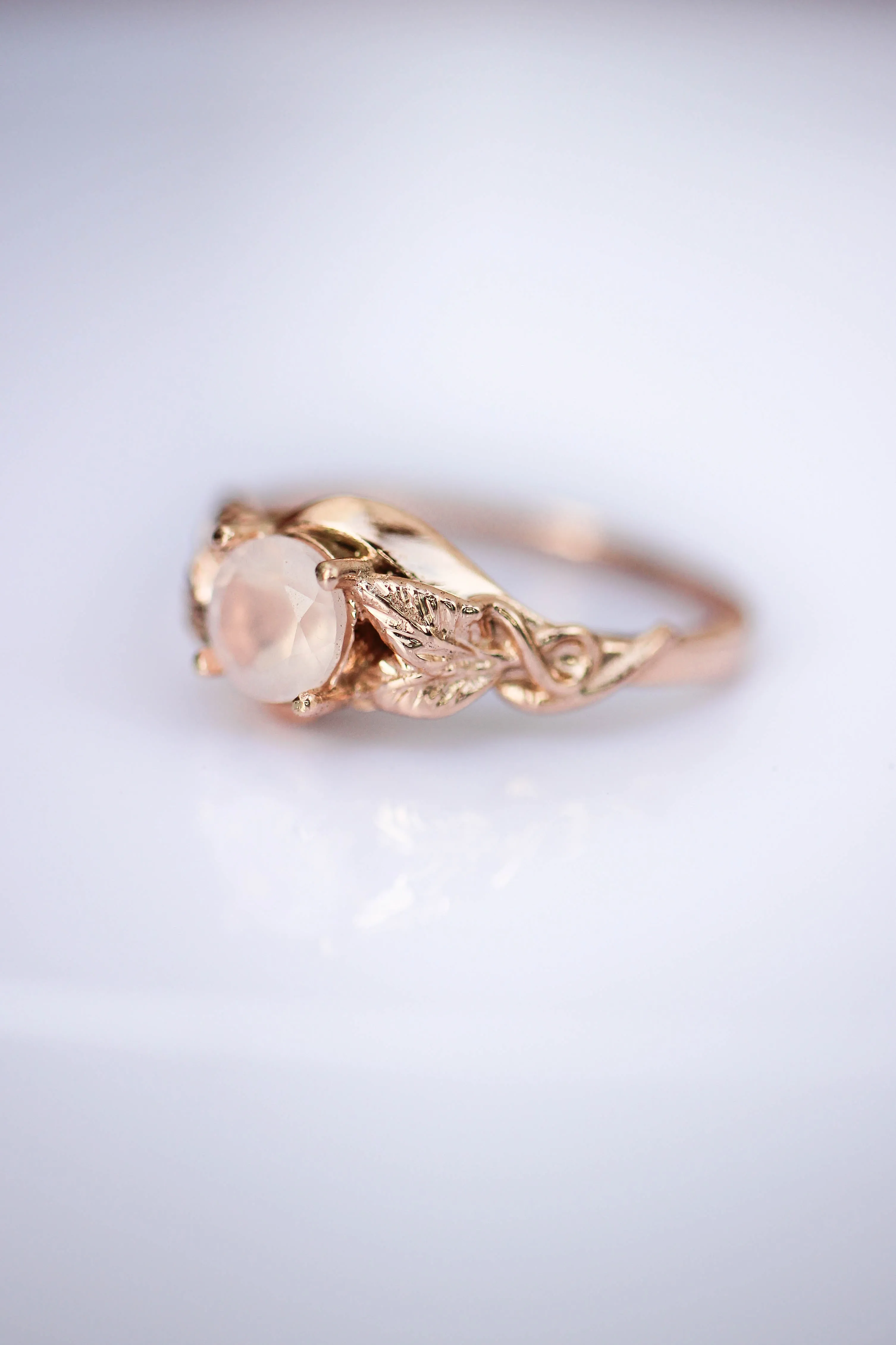 Rose quartz romantic engagement ring / Azalea