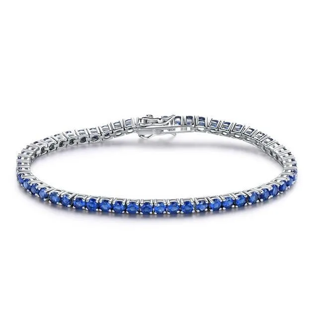 Ruby, Sapphire or Topaz 925 Sterling Silver Romantic Wedding Bracelet