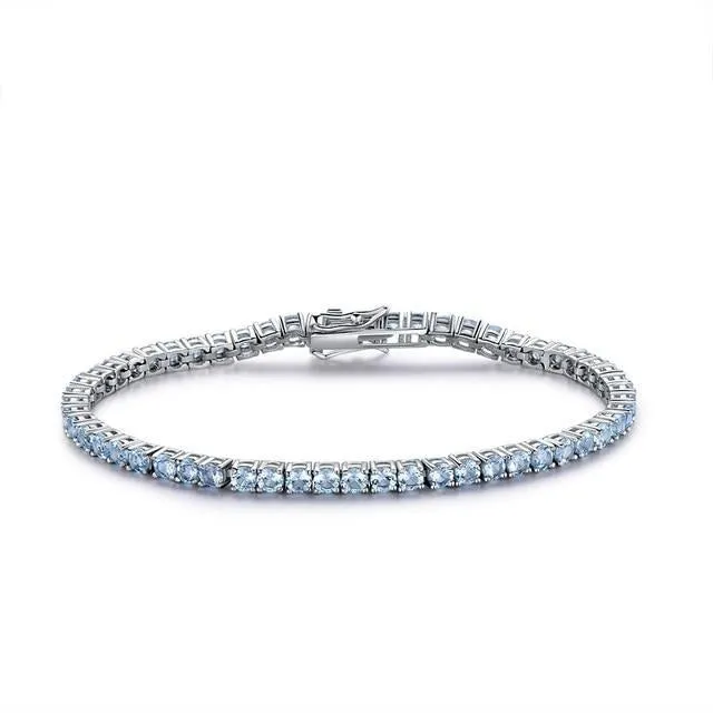 Ruby, Sapphire or Topaz 925 Sterling Silver Romantic Wedding Bracelet