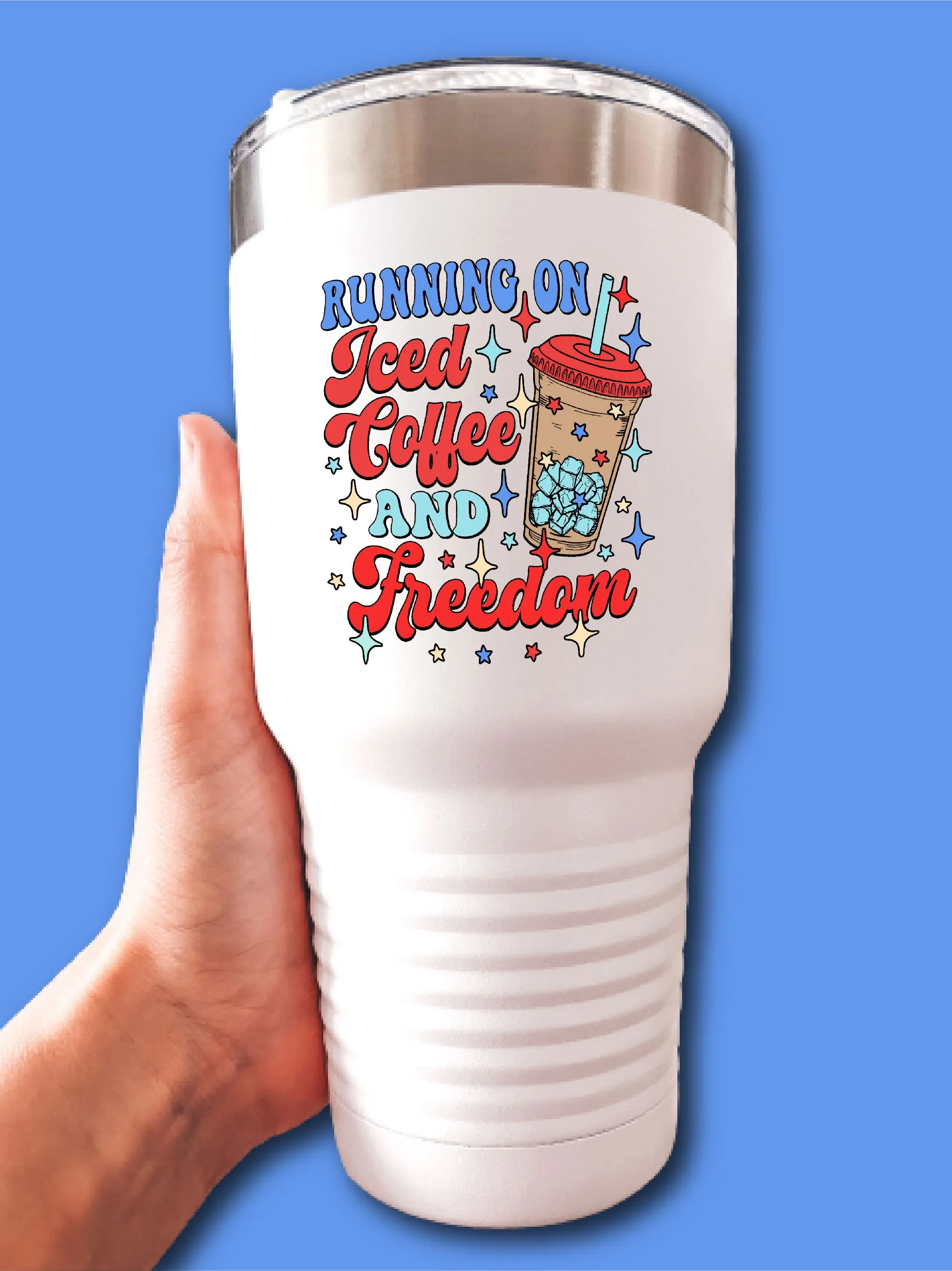 Running On Iced Coffee And Freedom - UV TUMBLER