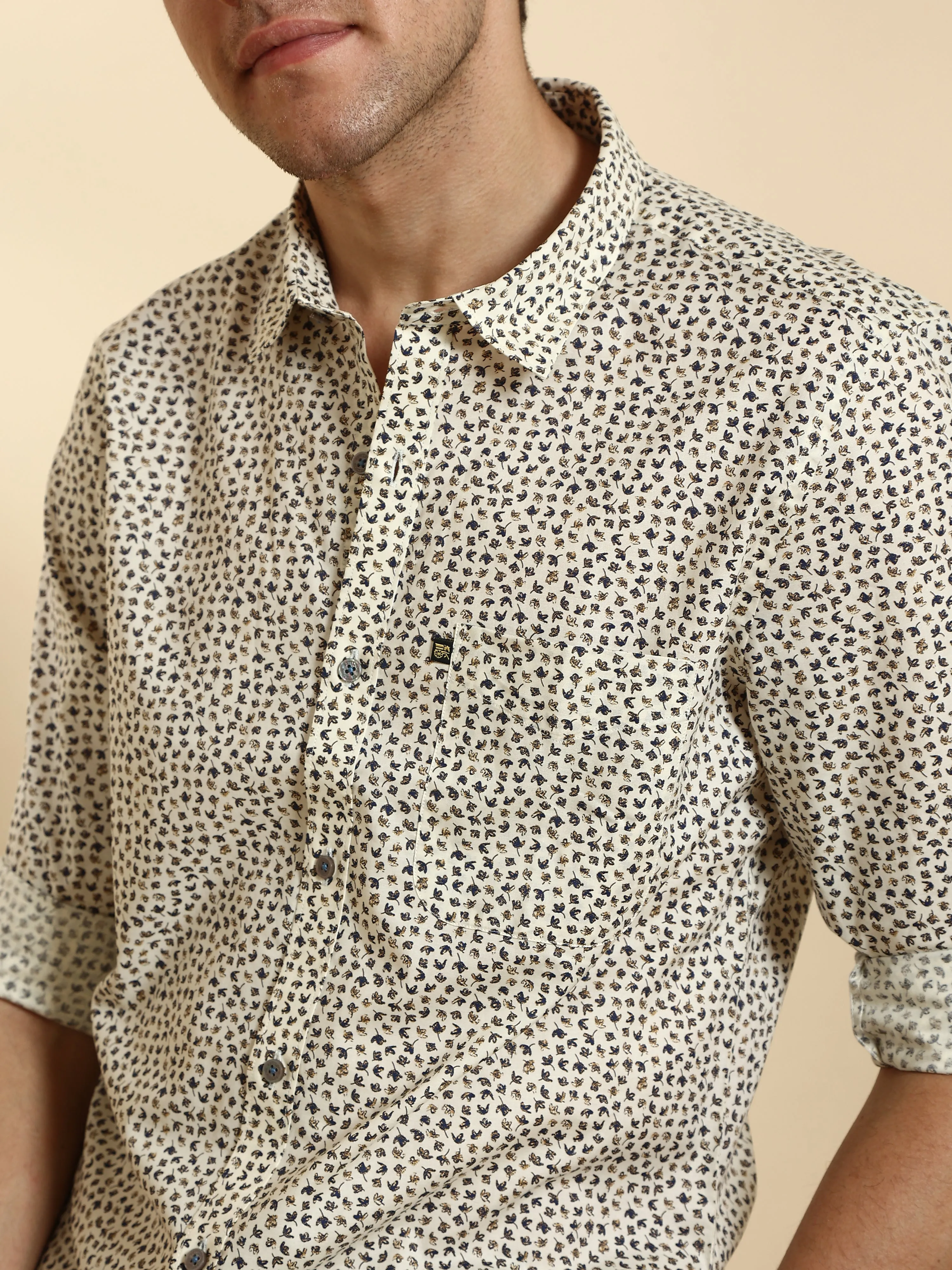 Sand Blossom Petals Semi Casual Shirt