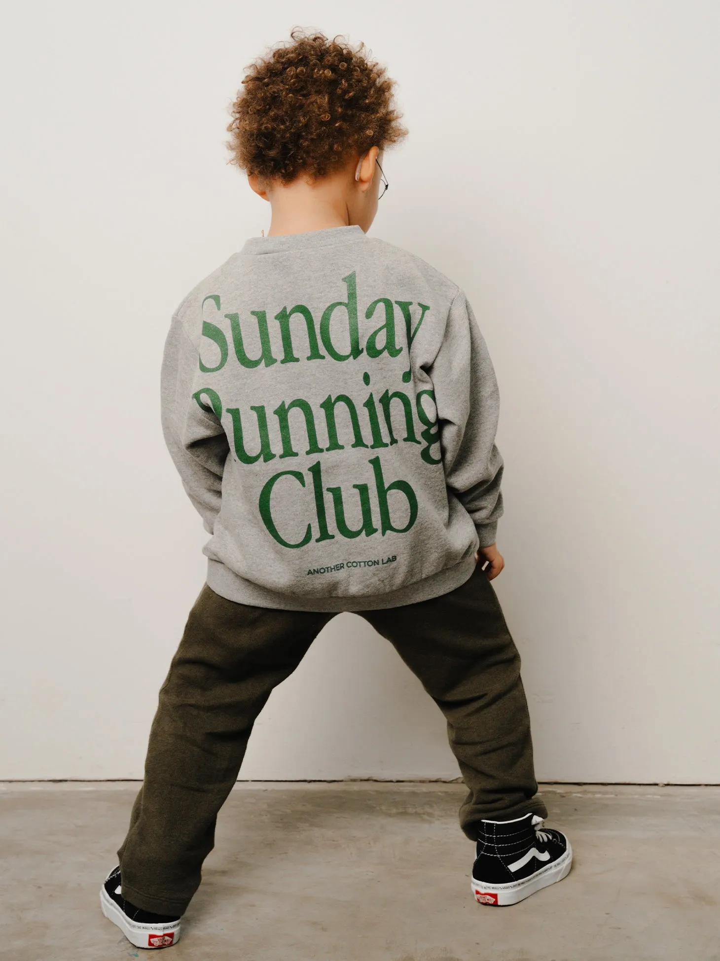 Organic Cotton Sunday Running Club Kids Sweatshirt - Eco-Friendly Cozy Athletic Wear for Children