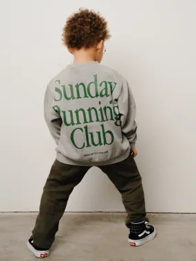 Organic Cotton Sunday Running Club Kids Sweatshirt - Eco-Friendly Cozy Athletic Wear for Children