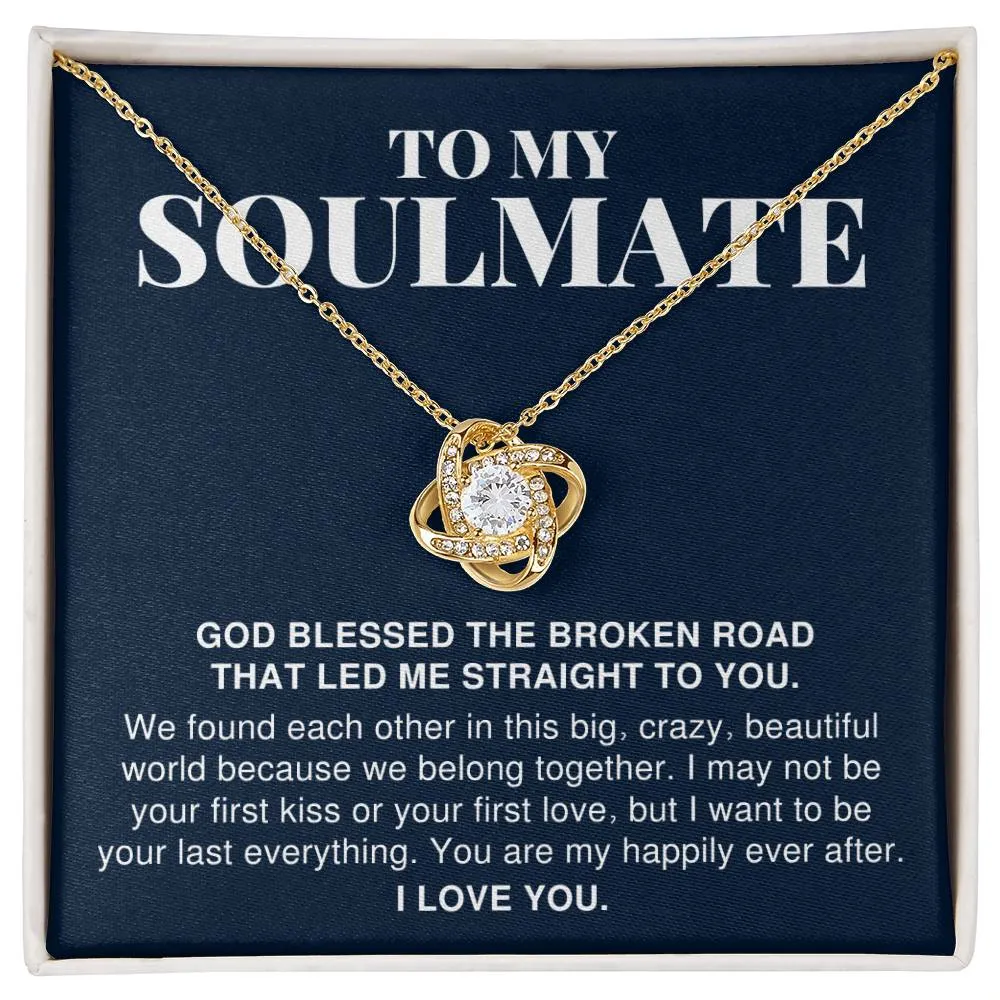 To My Soulmate Gift, Big Crazy Beautiful World, Romantic Love Knot Necklace