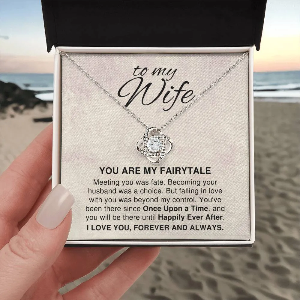 To My Wife Gift, Meeting You Was Fate Romantic Love Knot Necklace