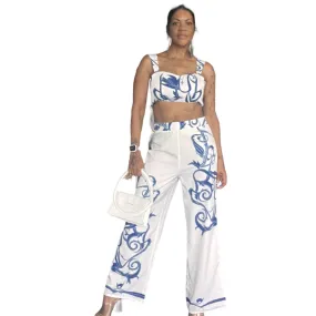 Women 2 Piece Print Jumpsuit