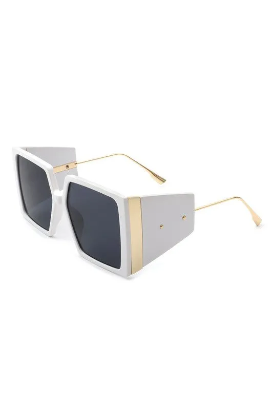 Women Square Oversize Flat Top Fashion Sunglasses